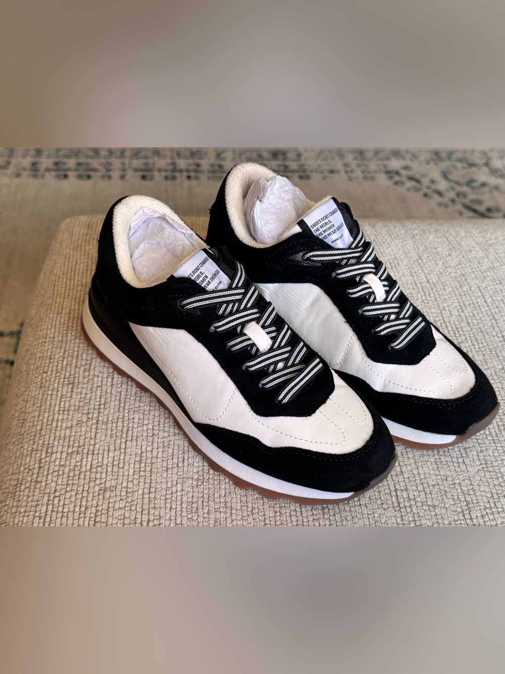 Anne Klein Black and White Retro-Style Men's Sneakers